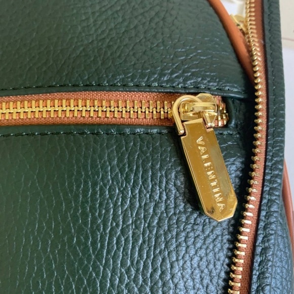 Valentina Pebbled Leather Convertible Backpack Sling Bag Purse Hunter Green - Picture 12 of 16